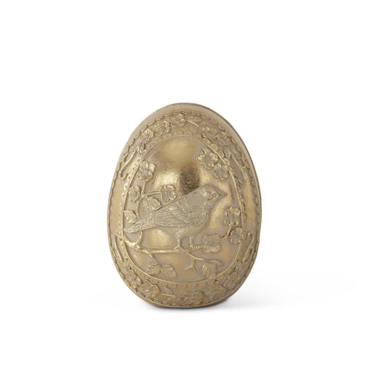 Gold Resin Bird Embossed Easter Egg  - 6.25"