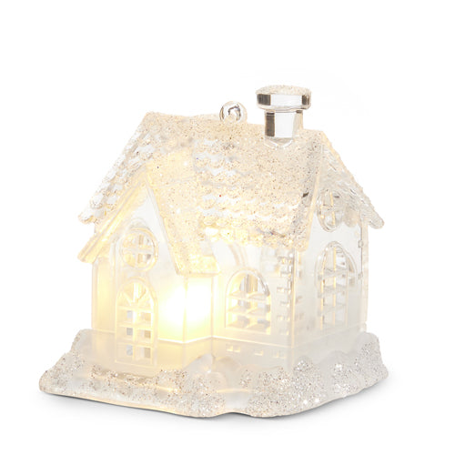 Iced Lighted House Ornament