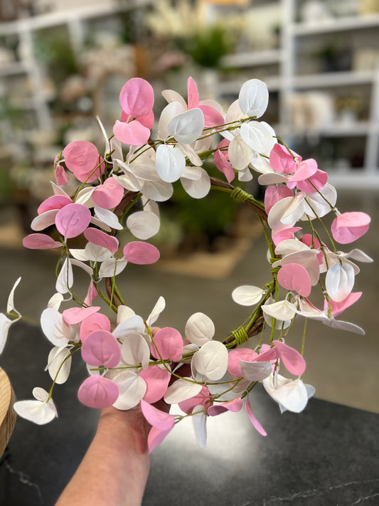 Pink and White Silver Dollar Candle Ring- Large