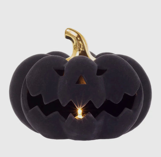 Black Flocked Pumpkin- Large