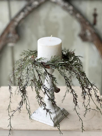 Weeping Cedar Candle Ring - 3"