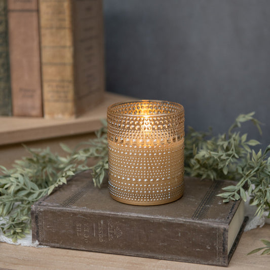 Champagne Hobnail Flameless Candle - 4"