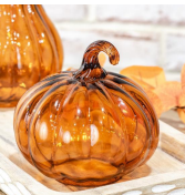 Amber Glass Pumpkin Cloche - Short