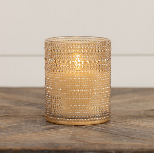 Champagne Hobnail Flameless Candle - 5 "