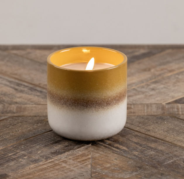 Mustard and Cream Flameless Candle - 4 "