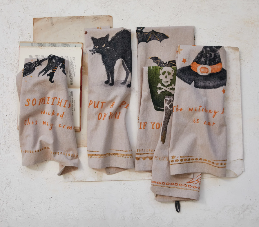 Chambray Printed Halloween Tea Towel