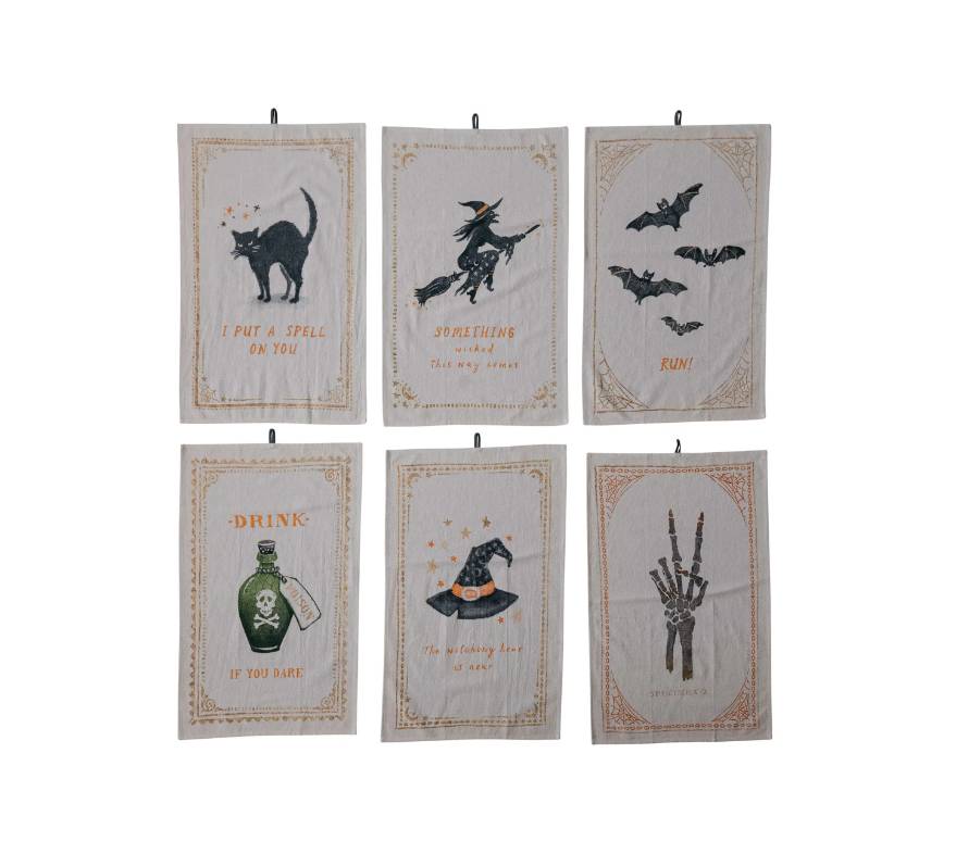 Chambray Printed Halloween Tea Towel