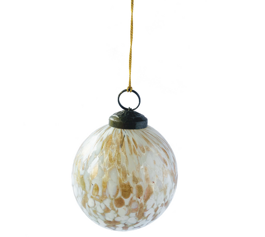 Marbled White and Gold Ornament