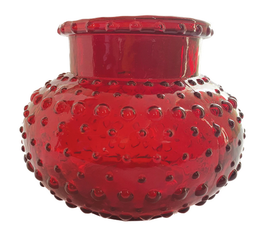 Red Hobnail Glass Vase