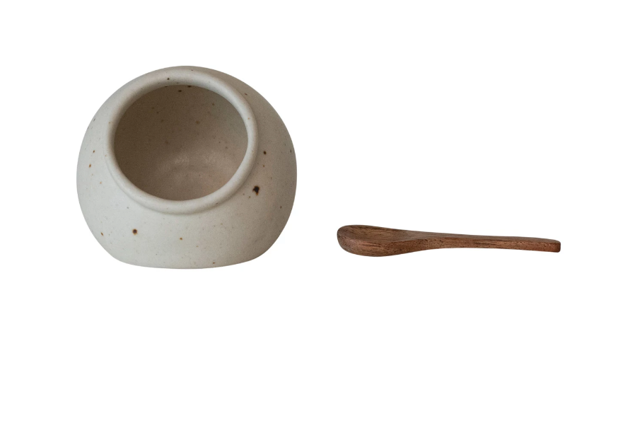 Salt Cellar with Wood Spoon