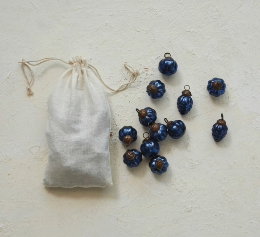 Blue Mini Mercury Glass Ornaments - Set of 36