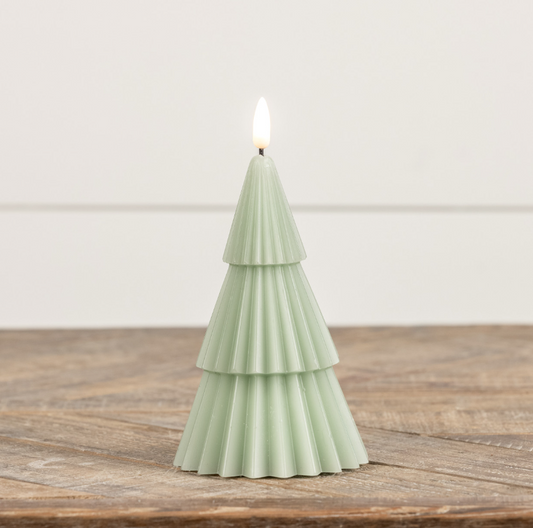 GREEN 3D FLAME TREE CANDLE