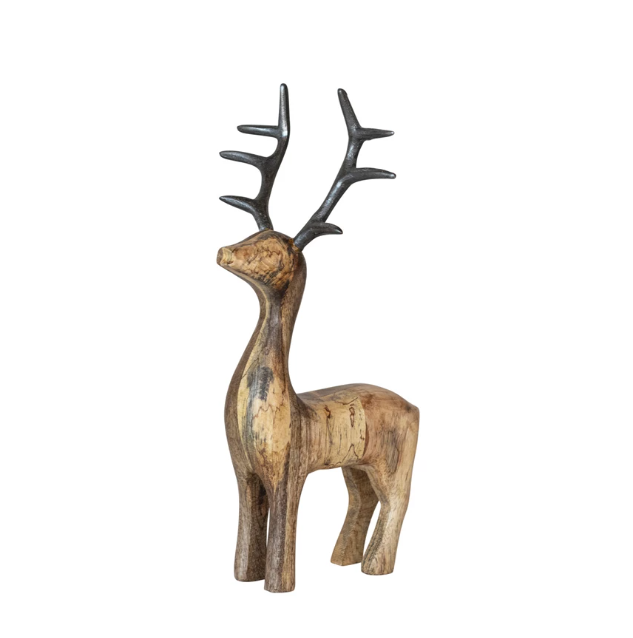 Mango Wood Standing Reindeer