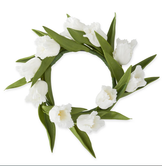 Parrot Tulip Candle Ring- White