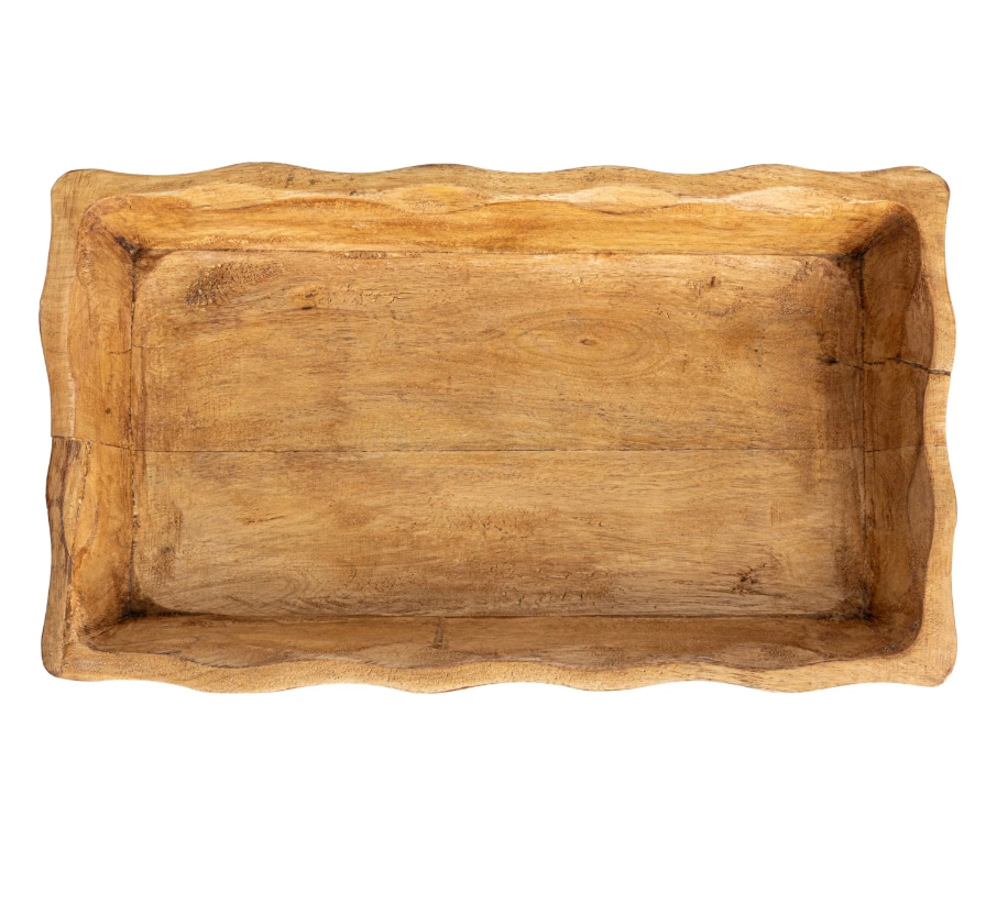 Scalloped Wood Bowl Tray