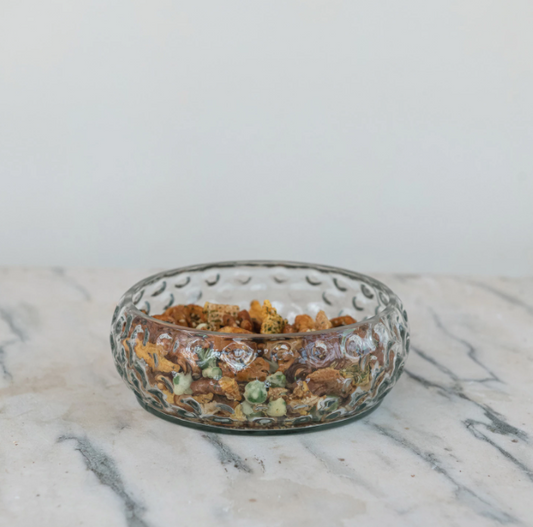 Inverted Hobnail Clear Glass Dish