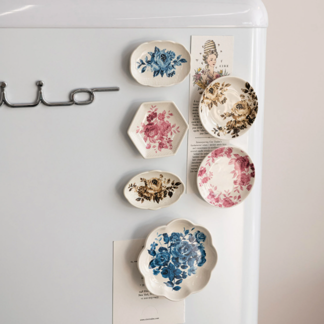 Stoneware Plate Magnet Set of 2 - 3 Colors