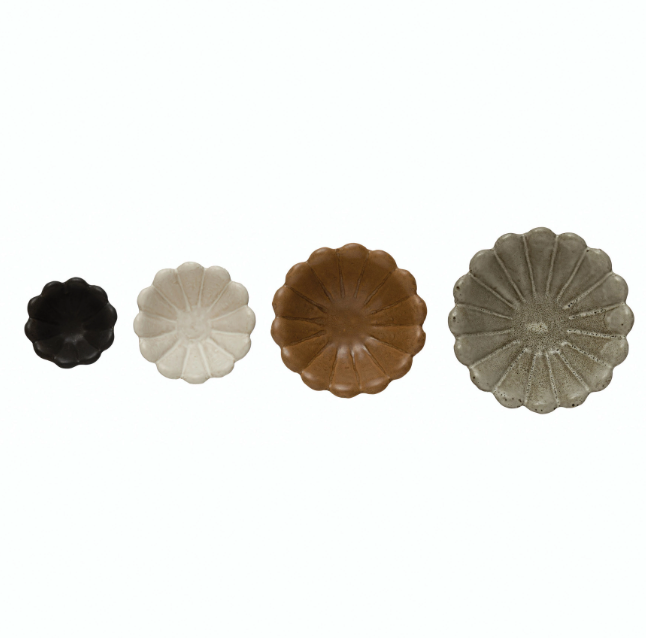 Stoneware Flower Bowls- Set of 4