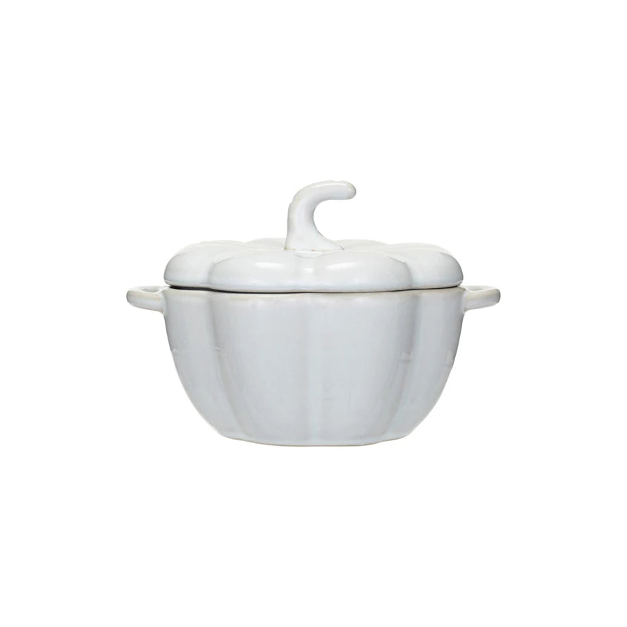 Stoneware Pumpkin Baker - White