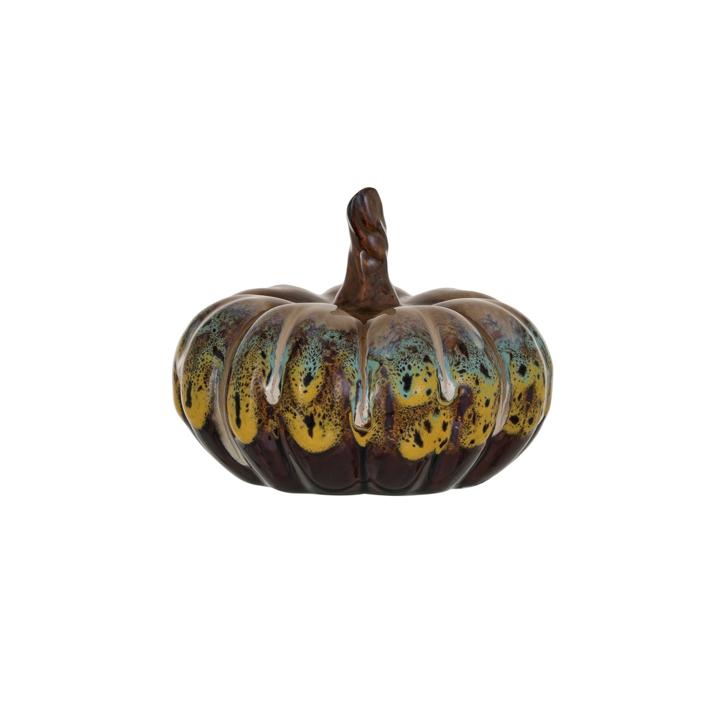 Stoneware Pumpkin, Reactive Glaze, Multi Color -  3.75"