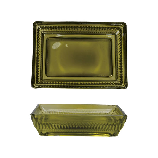 Green Glass Soap Dish