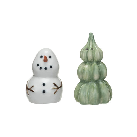 Snowman & Tree Salt & Pepper Shaker Set