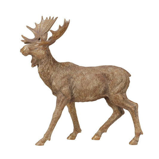 Resin Standing Moose, Antique Gold Finish