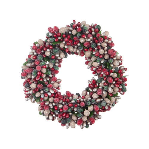 Frosted Beaded Berry Candle Ring