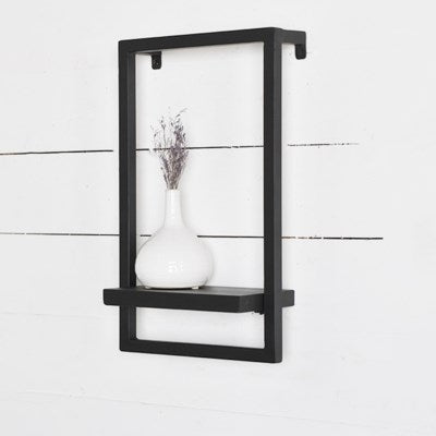 Black Iron and Wood Wall Shelf - Skinny